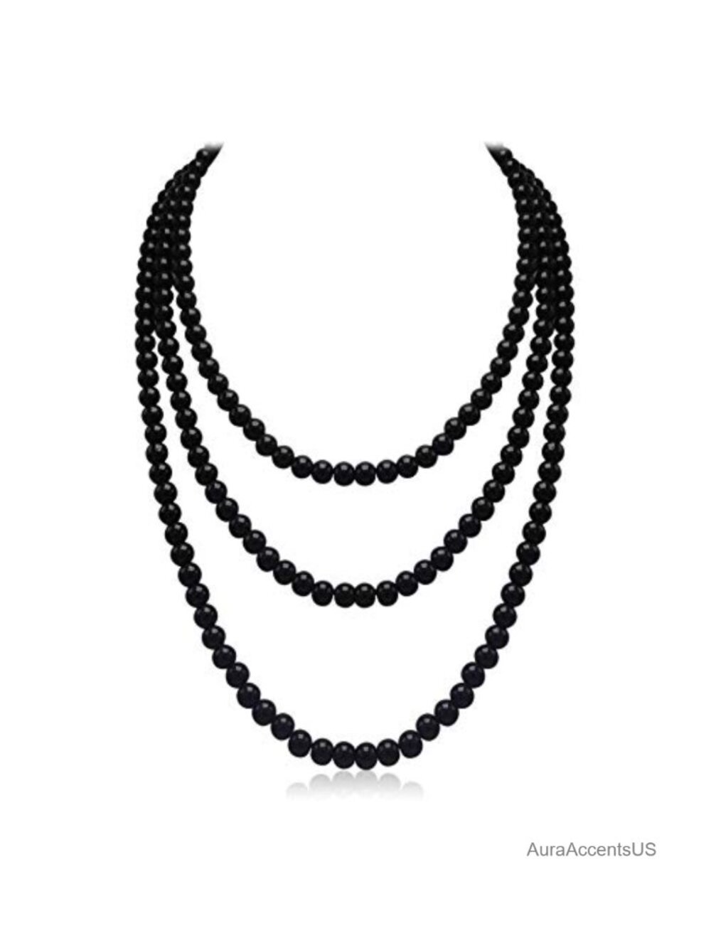 Long Faux Pearl Strand Necklace Layered Costume Jewelry Elegant